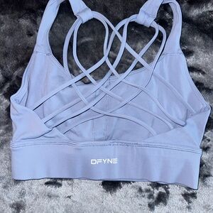 Purple Strappy Sports Bra with Geometric Design